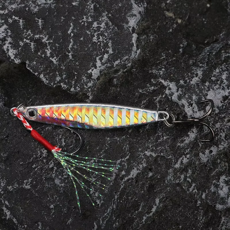 Señuelo de pesca de 7g y 5,3 cm, cuchara vibratoria, cebo duro de Metal, acabado láser, atractor de peces artificiales para lubina, salmón, Lucio, perca, curricán - imagen 2