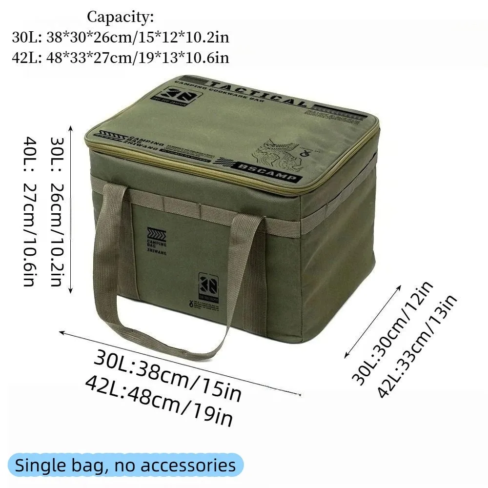 Bolsa de almacenamiento de acampada gruesa de 30/42L, bolsa de almacenamiento plegable de gran capacidad para Picnic, cajas de almacenamiento impermeables resistentes para exteriores - imagen 5