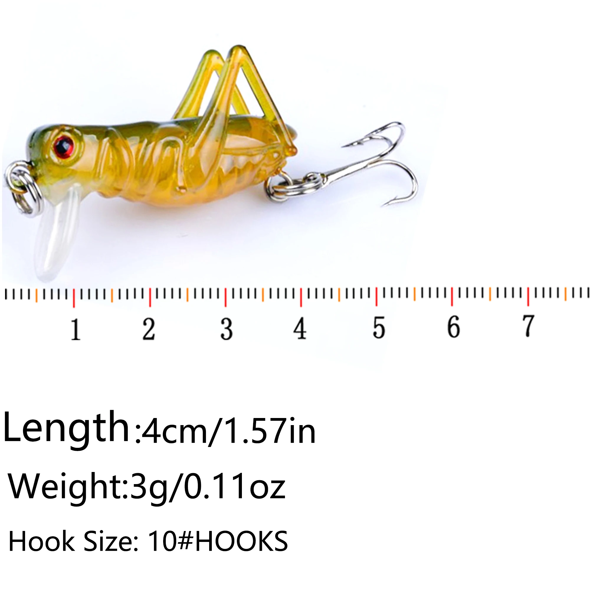 Señuelos de pesca de insectos saltamontes, 5 uds., 4cm, 3g, cebo duro volador, Wobblers artificiales para curricán, pececillo, Swimbait, langosta, Topwater - imagen 4