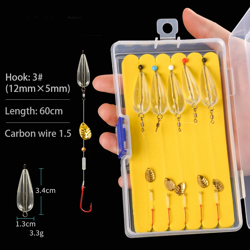 Señuelo de pesca Artificial, anzuelos giratorios de Metal, 5 piezas - imagen 5