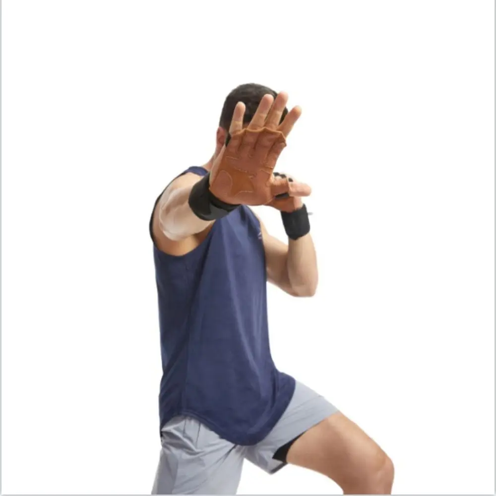 1 par de guantes de levantamiento de pesas de piel de vaca, antideslizantes, transpirables, ventilados, muñequera para gimnasio, guantes de entrenamiento físico de cuatro dedos - imagen 3