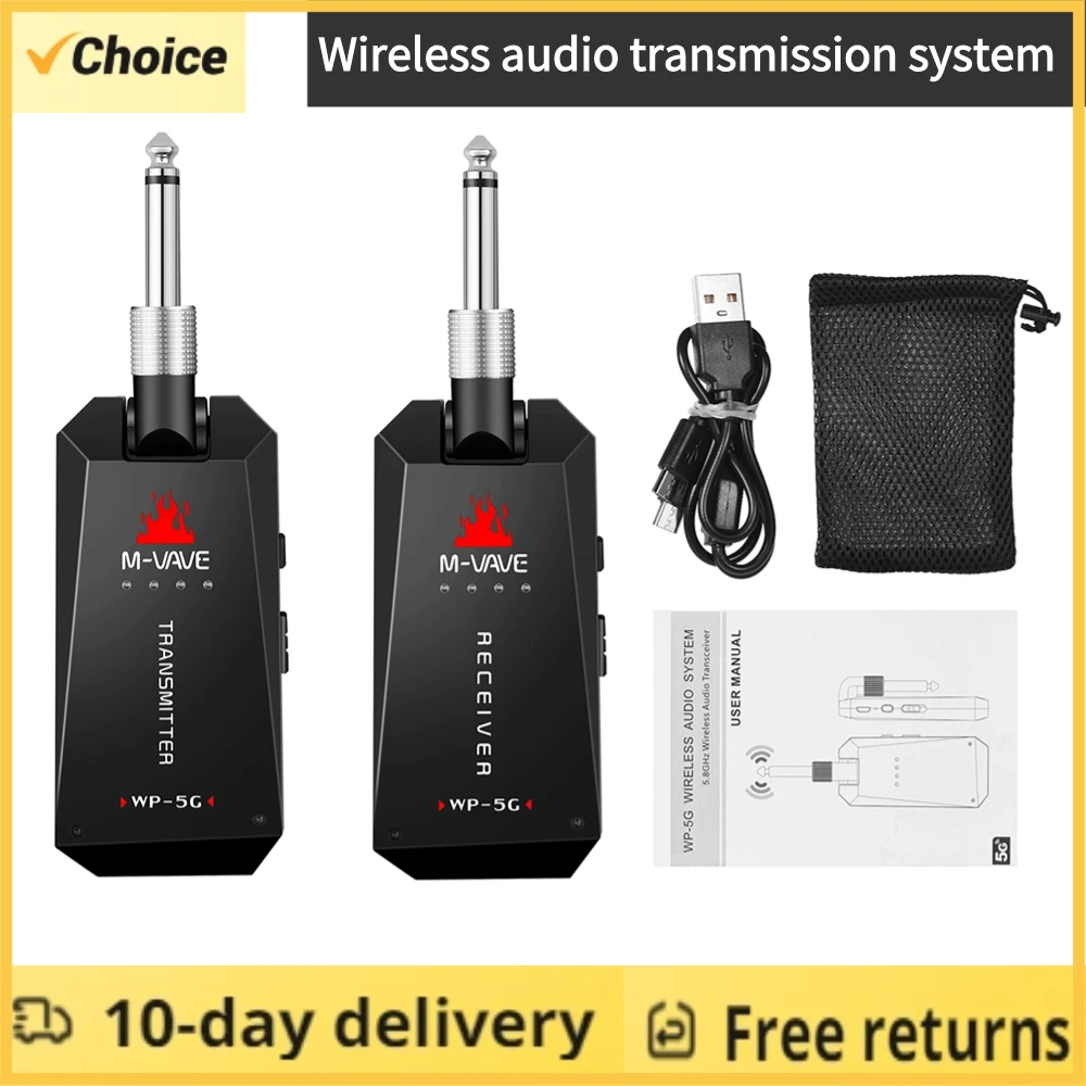 M-VAVE-Sistema inalámbrico para guitarra, transmisor de Audio recargable, receptor, amplificador, accesorio, Cable tipo C, 5,8G, WP-5G