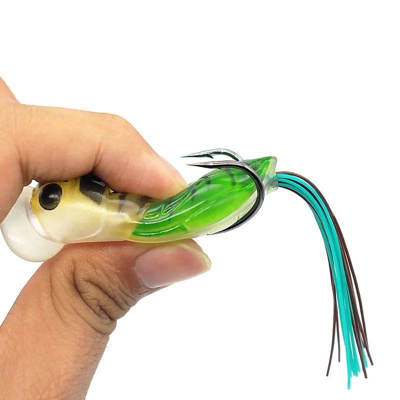 Señuelo Popper de pesca biónico, cebo de cigarra de silicona suave con anzuelos dobles para agua dulce y salada, 6,5 cm/12,5g, 1 Uds. - imagen 3