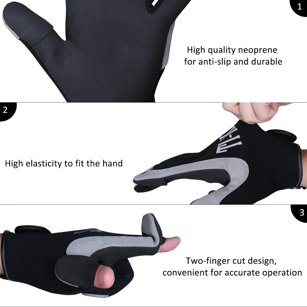 Goture Guantes de pesca, 1 par de guantes de pesca al aire libre impermeables antideslizantes con 2 dedos cortados, accesorios para equipos de caza de carpa para hombres - imagen 5