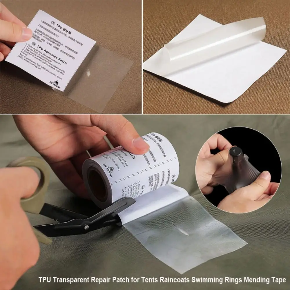 Parche de reparación de TPU, tiendas autoadhesivas transparentes, impermeables, anillos de natación, 8 estilos, cinta reparadora impermeable - imagen 3