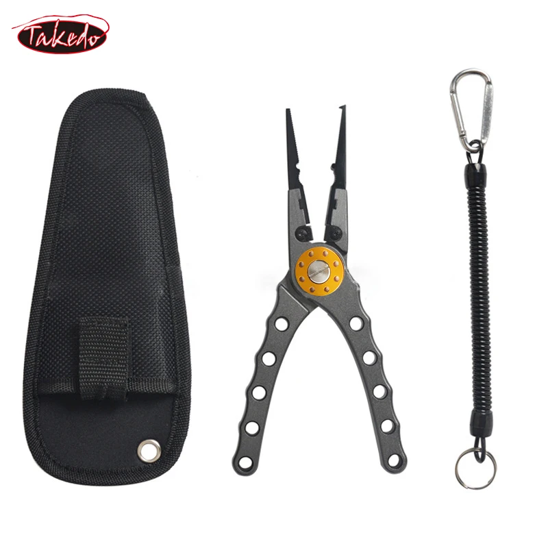 TAKEDO-manga de pesca multifunción de acero inoxidable, alicates de pesca de aleación de aluminio, herramienta de pesca, tijeras, removedor de anzuelos - imagen 5
