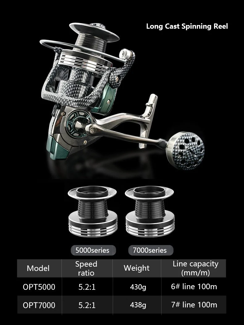 FDDL ‌   Carrete giratorio de fundición larga serie 5000/7000/12000 carrete de pesca de Metal señuelo para exteriores - imagen 3