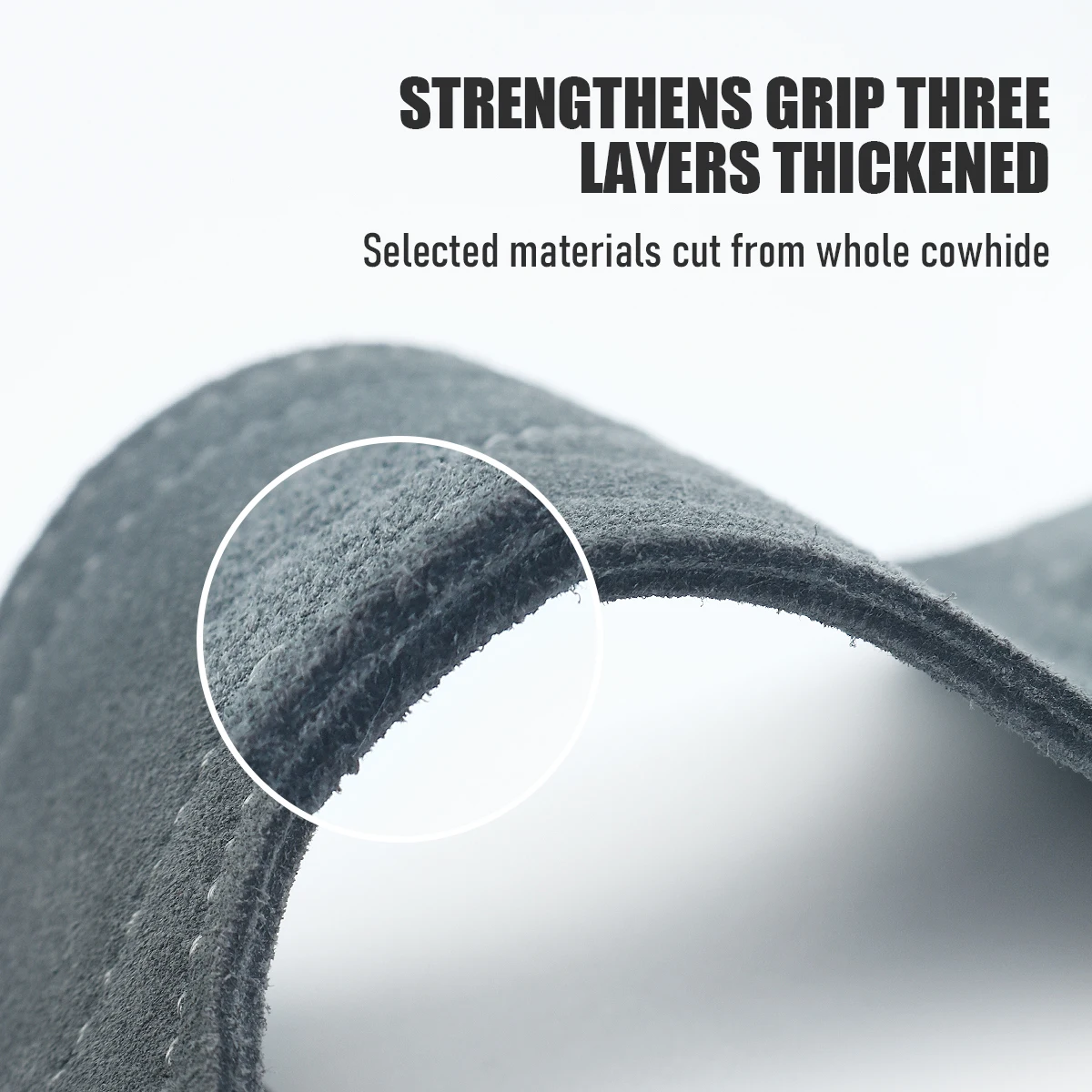 Protección de palma de piel de vaca, equipo de protección de muñeca antideslizante resistente al desgaste, cinturón potenciador de levantamiento de pesas para Fitness, dominadas de peso muerto - imagen 2