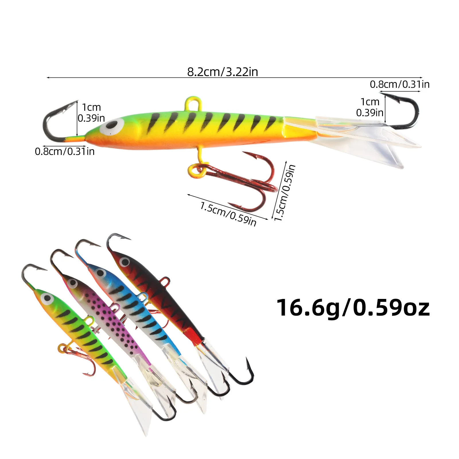8,2 cm 16,6g señuelo para pesca en hielo anzuelo aparejos trucha Jigging equilibrador Metal duro con cebo falso/Jig Boxe Wobblers de invierno cabeza de plomo - imagen 2