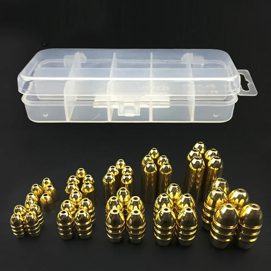 50 unids/caja plomo de cobre peso de hundimiento rápido DIY señuelo accesorios de cebo 1,8/3,5/5/7/10g Material de cobre pesca - imagen 3