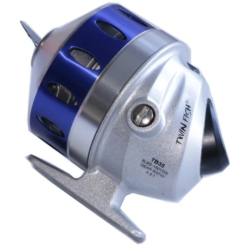 Carrete de pesca TR35/TB35 rojo y azul, cubierta frontal de aleación de aluminio, tirachinas grande de alta calidad, rueda de pescado para caza, relación de velocidad 4,3: 1 - imagen 3