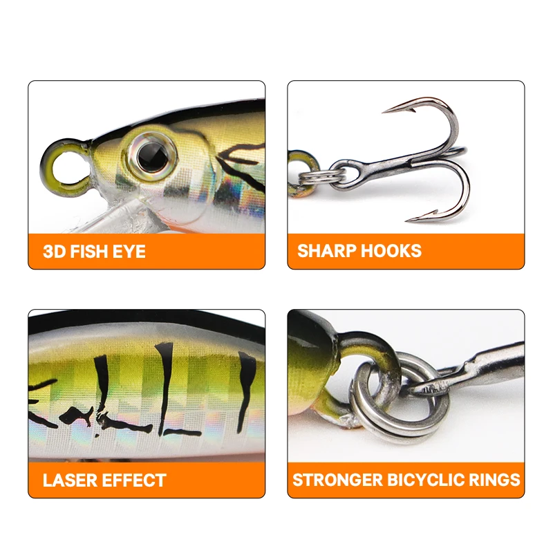 THORFORCE 4CM 2,5G Micro suspendido Minnow señuelo de pesca Jerkbait Mini cebo duro de plástico Artificial lento Wobblers Swimbait Crankbait - imagen 3