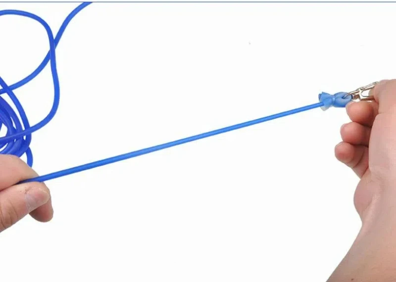 Banda de goma sólida elástica de 5m, 18m de diámetro, 4mm, cuerda, poste de retención, sedal de pesca con gancho, manguera antibobinado, antimordida - imagen 4