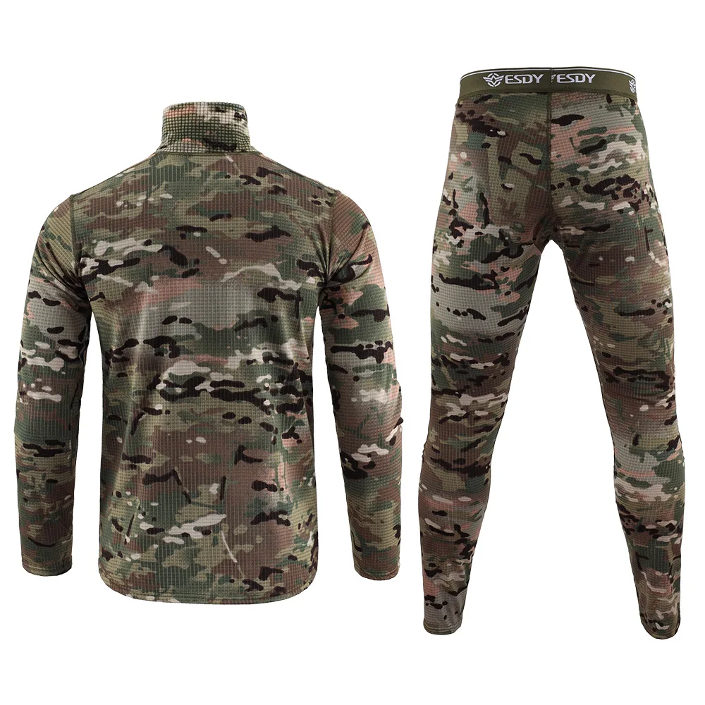 Calzoncillos largos de camuflaje de invierno para hombre, ropa interior táctica Airsoft, deportes al aire libre, montar, Camping, conjunto de ropa interior térmica A5F154 - imagen 4