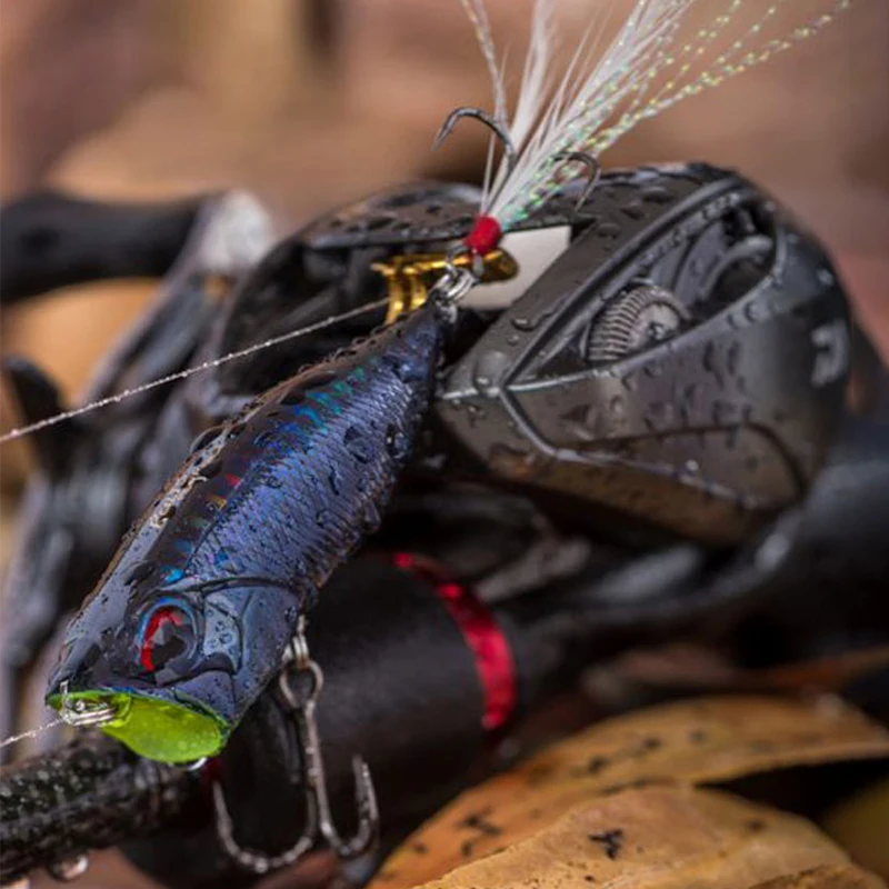 Popper-Señuelos de Pesca flotantes, cebo duro de 64mm, 9g, ojos 3D, Topwater, lubina, trucha, Lucio, Wobblers artificiales, aparejos de pesca de plástico - imagen 5