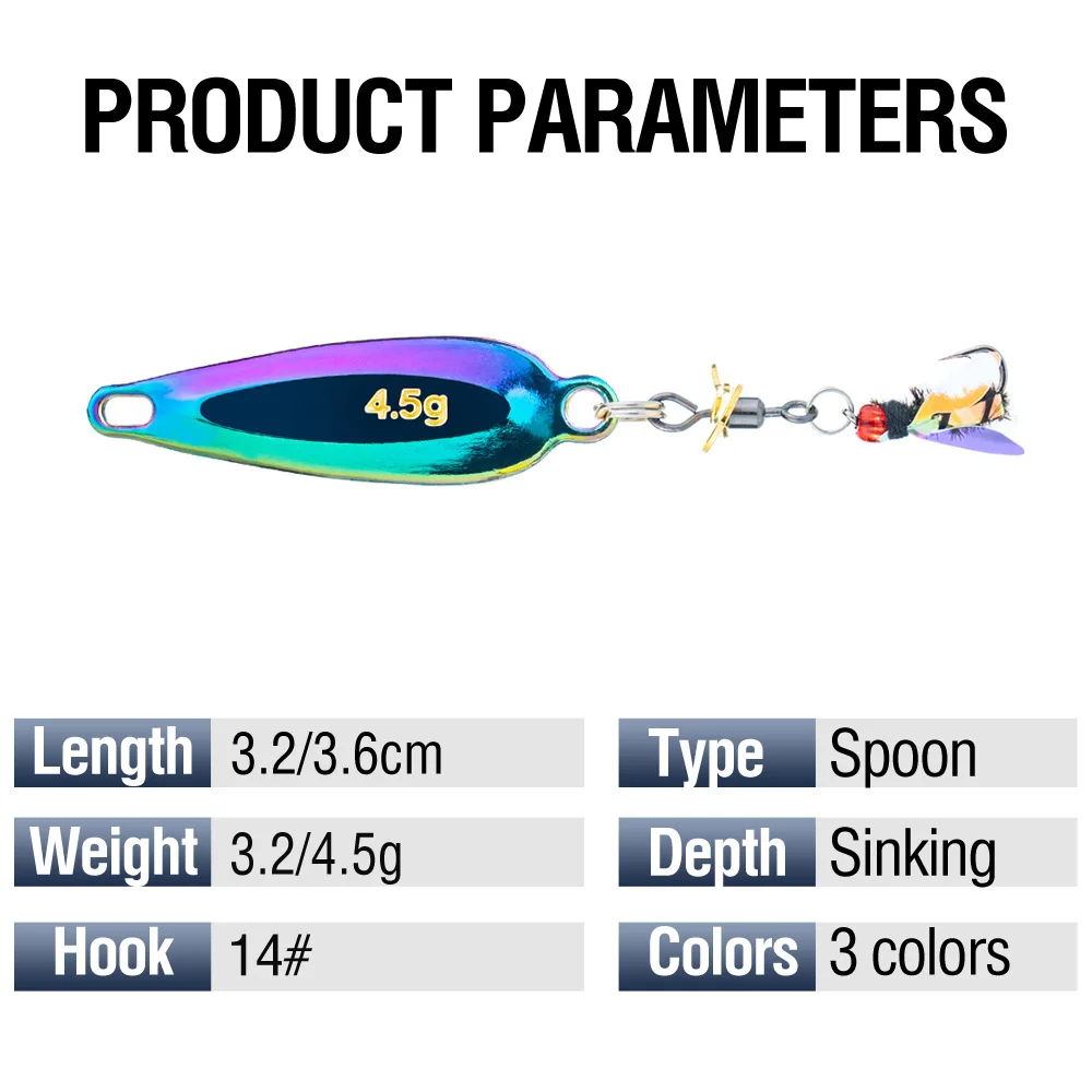 Juego de pesca con mosca de 3,2g y 4,5g, hélice giratoria, lentejuelas de melón, cebo falso, Micro juego de pesca, cola de caballo, cebo de rayas blancas - imagen 3