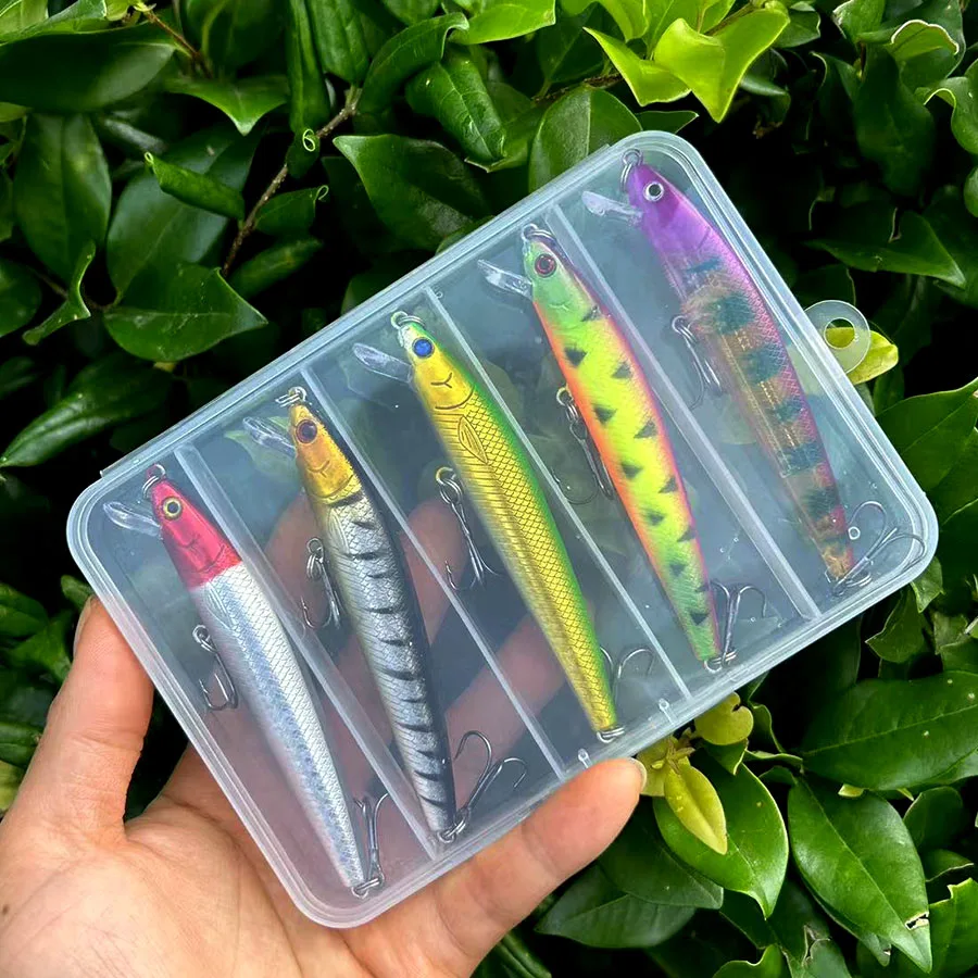 Kit de Señuelos de Pesca de pececillos Premium, 5 piezas, Crankbait, 10cm/3,94 pulgadas, 9g/0,32 oz, juego de cebos artificiales para aparejos de pesca - imagen 2