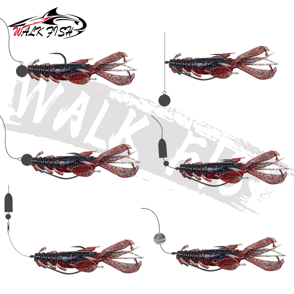 WALK FISH-Señuelos de Pesca de PVC blando, cebo Shirmp de 100mm y 10g, cebos de silicona Swimbait, cebo Artificial, aparejos de Pesca, 3 uds. - imagen 4