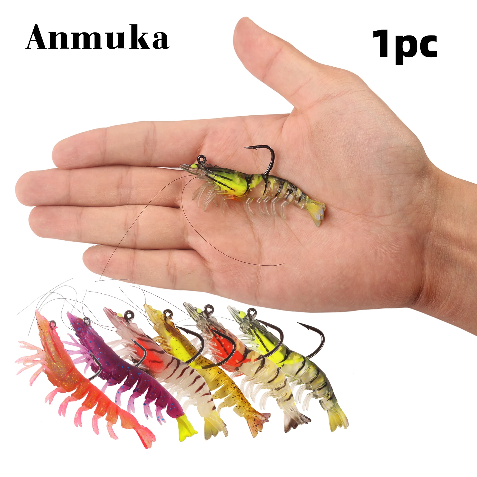 Camarones multiarticulados con plomo, cebo para corredor de carretera, gambas biónicas, camarones falsos, cebo suave, lubina de agua dulce, lubina, Mac español