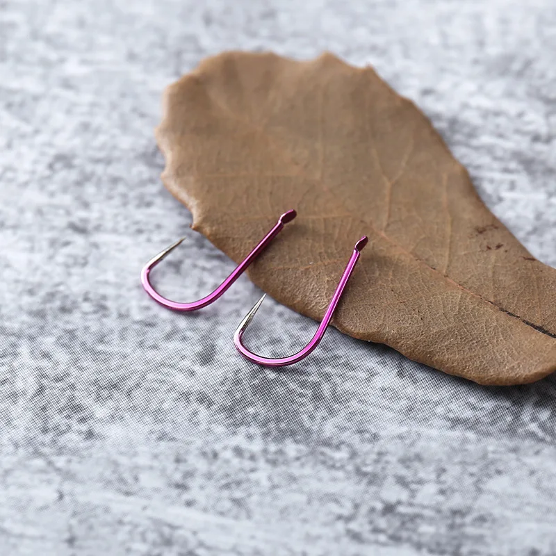 Anzuelos de competición sin púas, suministros de pesca, aparejos de pesca, color morado, piezas, 100 - imagen 3