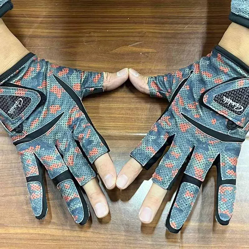 Guantes de pesca Gamakatsu para hombre, guantes antideslizantes de protección solar de verano, guantes transpirables con corte de 3 dedos, accesorios de pesca con mosca - imagen 5