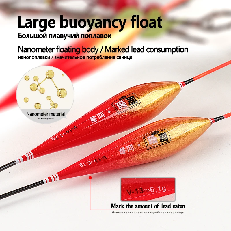 Flotadores de pesca Nano compuestos, boya de agua dulce, boya sensible de pez grande, cola dura, herramientas de flotadores de pesca Boya estables, 1 ud. - imagen 2
