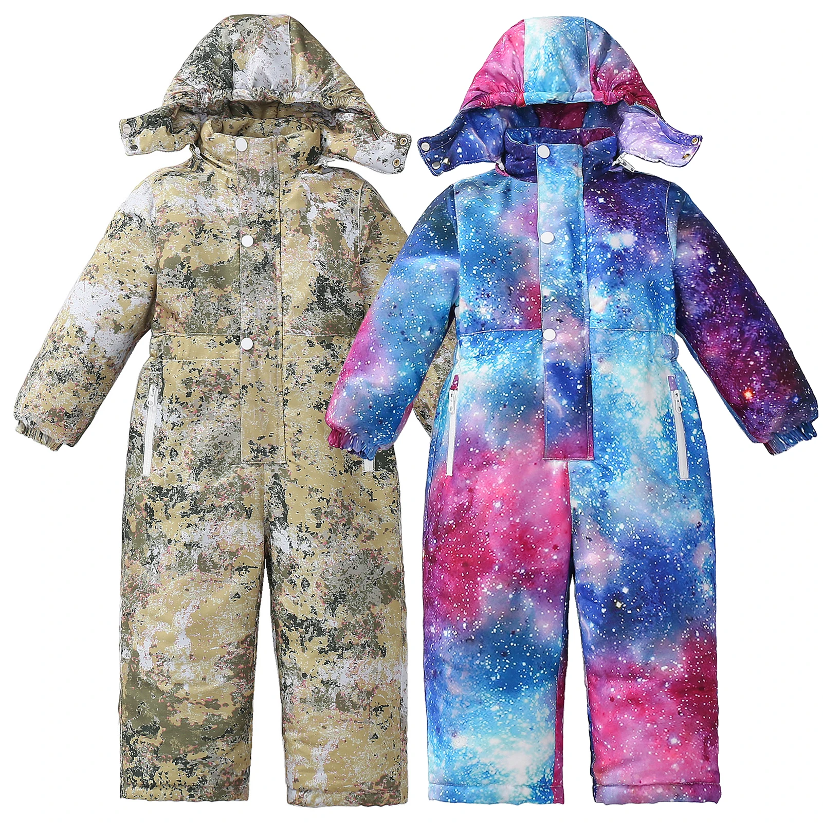 Traje de nieve impermeable estampado con capucha para invierno