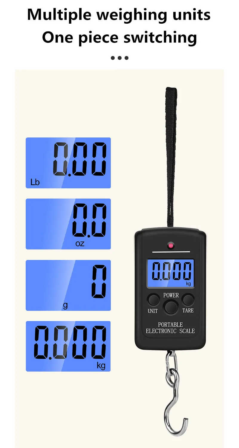 1 unidad multifuncional Mini 40kg10g electrónica colgante pesca equipaje Balanca portátil Digital práctico bolsillo peso gancho báscula herramienta - imagen 5