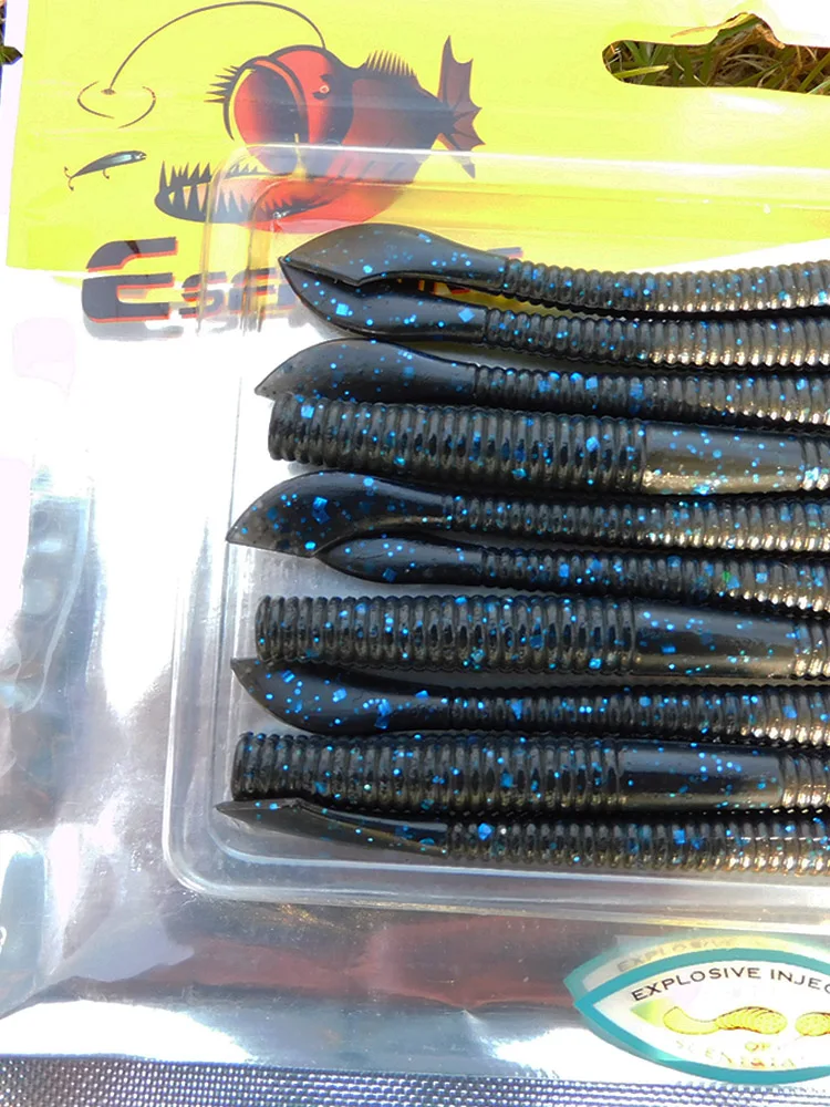 ESFISHING-señuelo de gusano de alta calidad, 100mm de corte para pesca de truchas y luccio en el lago del río - imagen 5