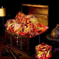 Juego de dados líquidos de resina creativos, 7 Uds., azul, verde, morado, dados líquidos poliédricos D4 D6 D8 D10 D12 D20, dados de esquina afilados para D & d DND