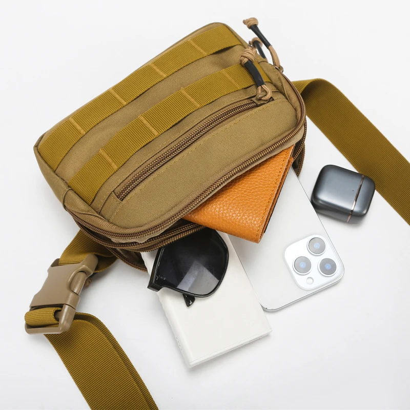 Bolsa táctica Molle para el pecho, cinturón, riñoneras para acampar al aire libre, deporte, bolsa para teléfono, escalada, ciclismo, bolsillo, caza, riñonera múltiple - imagen 5