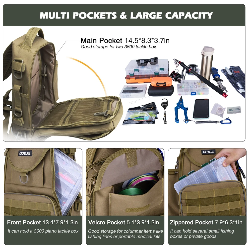  Men Women Single Shoulder Fishing Bags Waterproof Leisure Multi Function Backpacks Fishing Gear Kit (4)