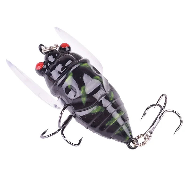 1 pieza top water popper, señuelo de pesca 4,8 cm, 6 g, soft cicada wobbler, insecto, tackle, señuelo artificial de plástico para bass, siluro
