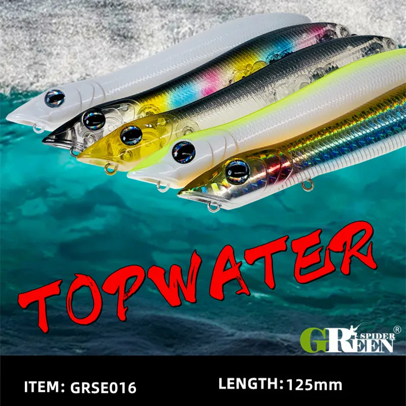 GREENSPIDER-señuelo de pesca de 125mm, 18g, Wobbler para pesca de lubina, cebos de superficie de agua salada - imagen 2