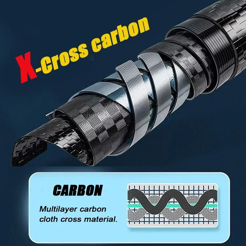 Caña de pescar telescópica de carbono de 2,1 M, 3,0 M, 3,9 M, 4,5 M, 20kg, caña de pescar giratoria, agua salada, agua dulce, playa, roca, Surfcasting - imagen 5