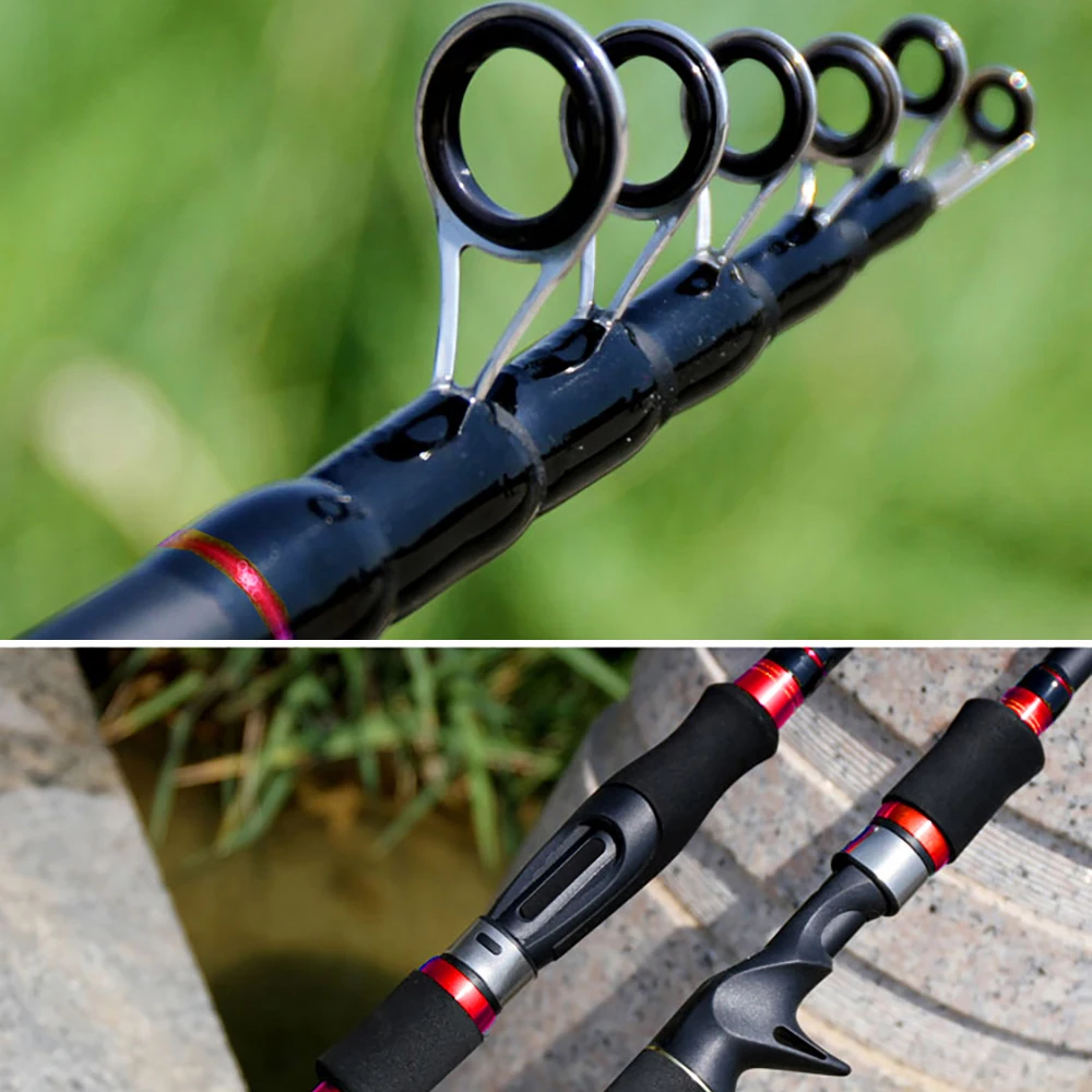 Cañas de pescar giratorias de fibra de carbono, 1,8 M-2,7 M, caña de Baitcasting para Lucio, trucha, señuelo telescópico - imagen 5