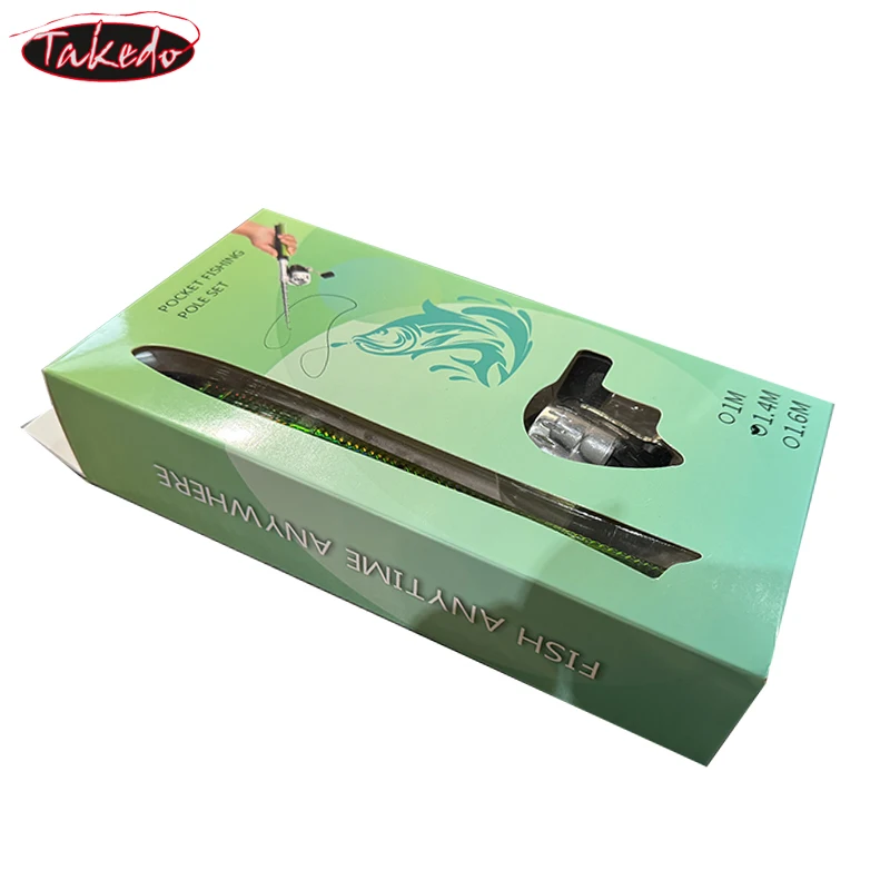TAKEDO 1M 1,4 M 1,6 M portátil forma de pez caña de pescar telescópica y carrete Kit varillas de viaje carrete de pesca en hielo Mini caña - imagen 3