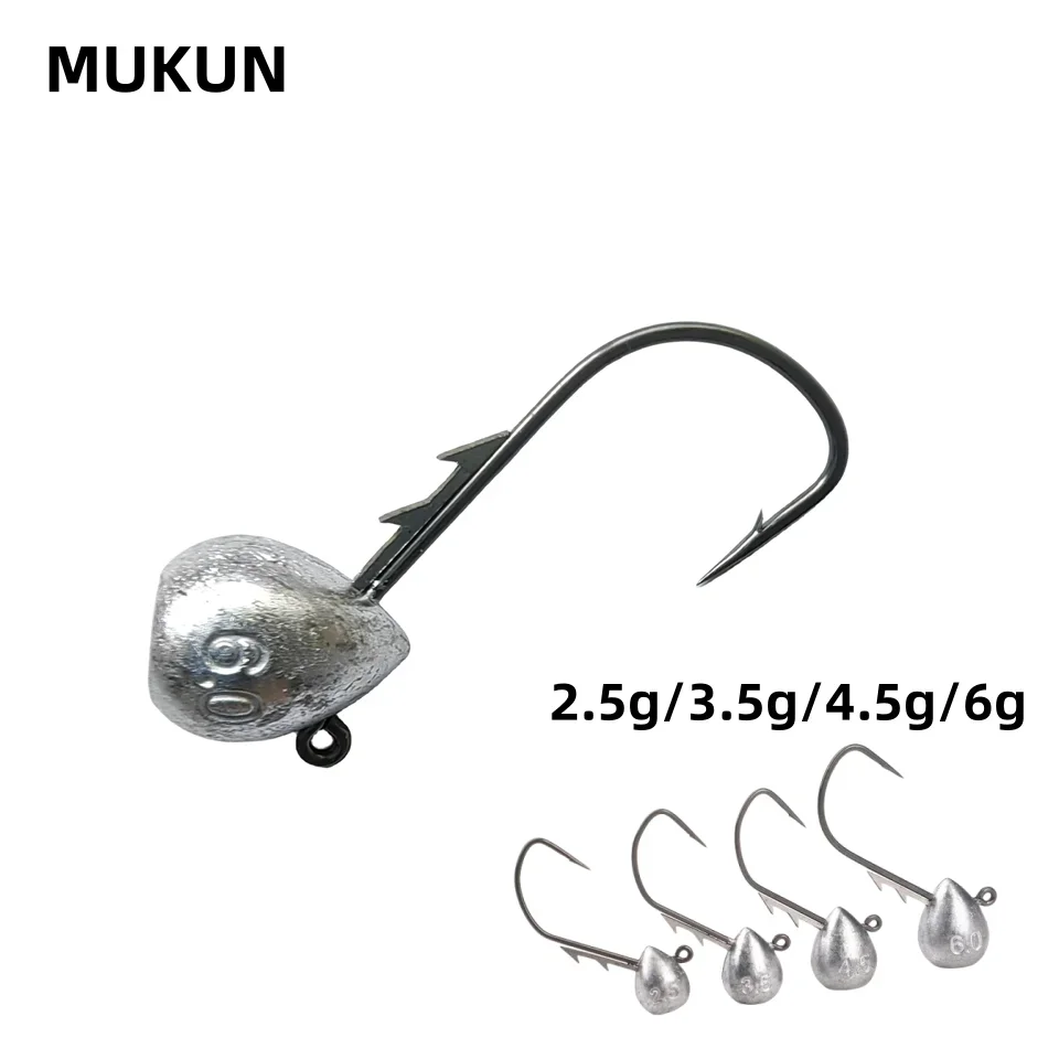 Anzuelo de pesca con cabezal de anzuelo de pie, 2,5g, 3,5g, 4,5g, 6g, anzuelos ultraafilados para señuelo suave, aparejos de pesca de lubina y trucha