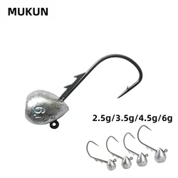 Anzuelo de pesca con cabezal de anzuelo de pie, 2,5g, 3,5g, 4,5g, 6g, anzuelos ultraafilados para señuelo suave, aparejos de pesca de lubina y trucha