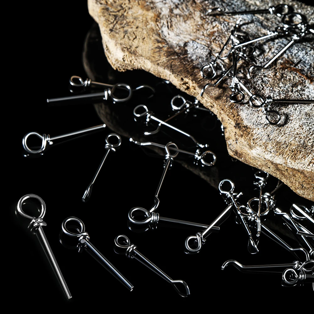 Spinpoler 100 unids/bolsa Stinger pesca Spike cebo suave de acero inoxidable centro doblado Pin Pike Rig Swimbait Shad accesorios Pesca - imagen 4