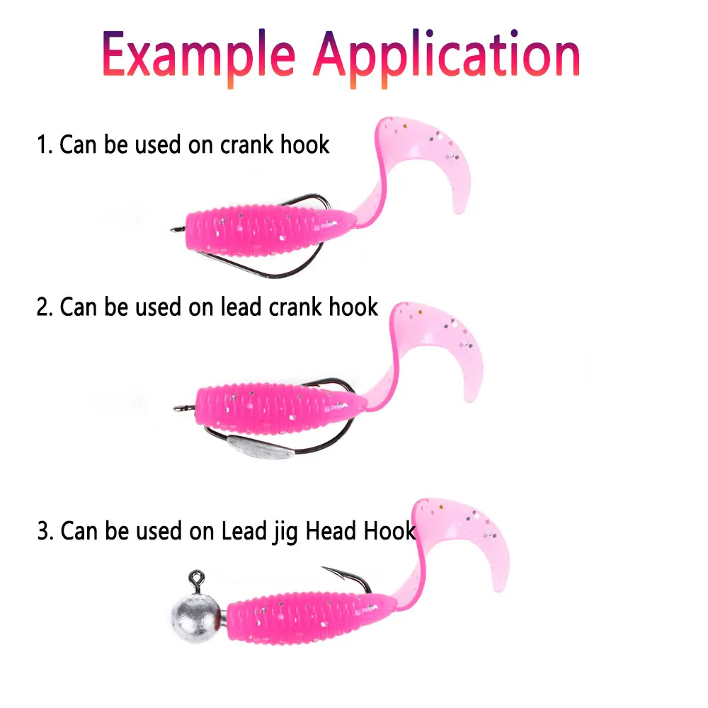 Bimoo 2,6 cm 3,5 cm Mini señuelo larva suave cebo de silicona volumen cola gusano señuelo Wobblers larva Artificial Shad pesca Swimbait aparejos - imagen 5