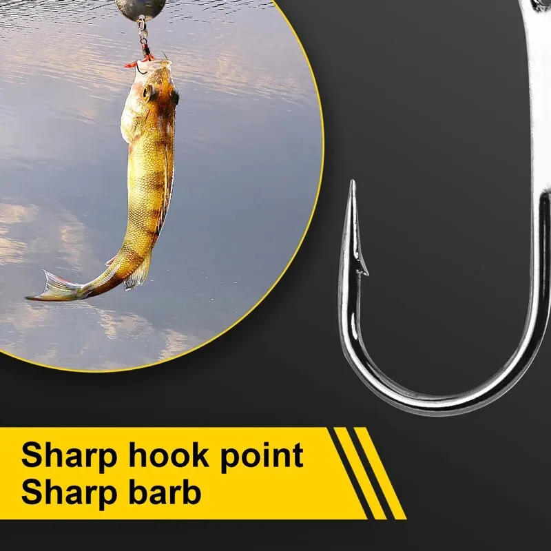 Anzuelos de pesca de acero con alto contenido de carbono, anzuelos volteados triples, aparejos de pesca, curva redonda, agudos para lubina, 50 unids/lote por caja #2/#4/#6/#8/#10 - imagen 4