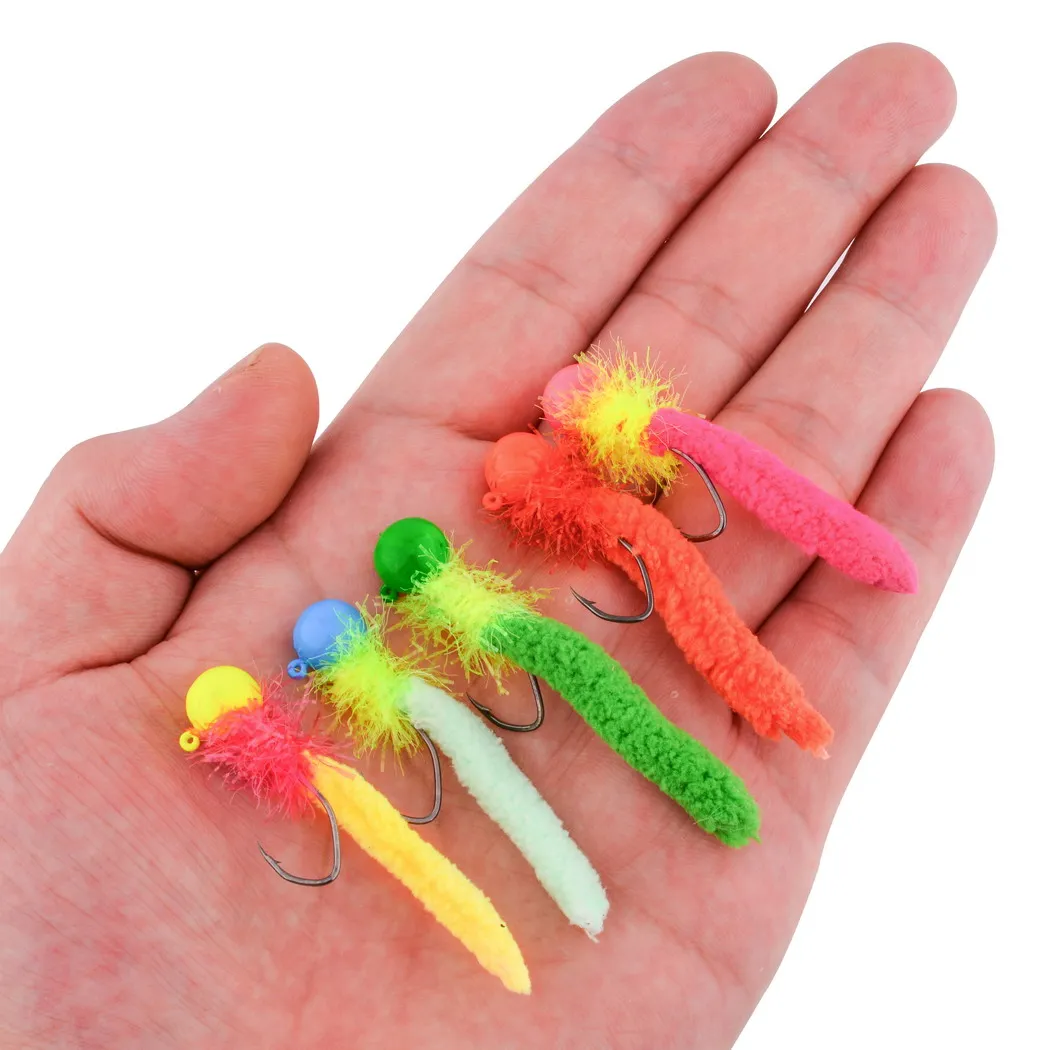 25pcs Crappie Jigs Jig Heads with Feather Hand-Tied Marabou Jigs 1.75g 3.5g 5g Fishing Hair Jigs for Ice Fly Fishing Lures - imagen 4