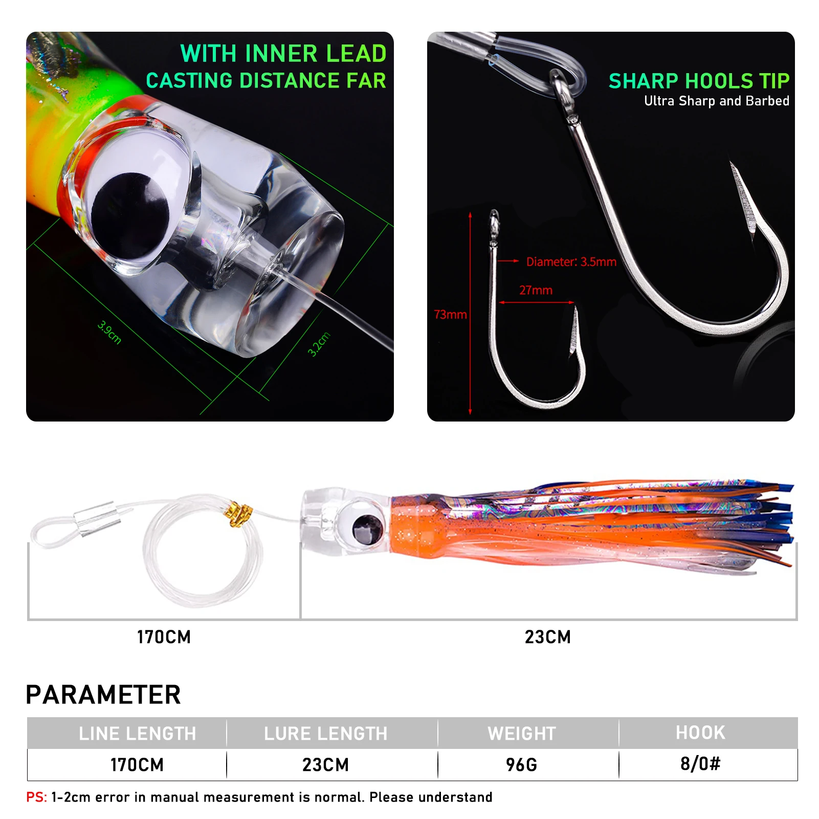 FREE FISHER Señuelo de calamar con falda para especies grandes - imagen 2