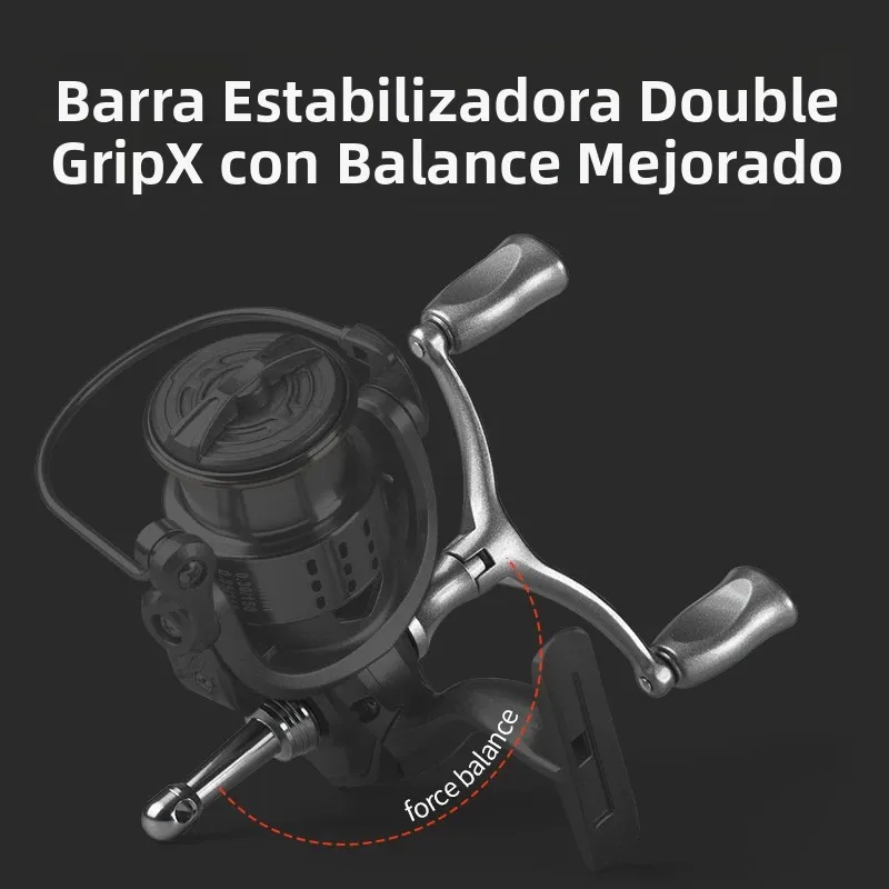 Carrete giratorio para niños, arrastre máximo de 8kg, relación de engranaje 5,2: 1, carrete de Metal, carrete de pesca con doble brazo oscilante, carrete de carpa para agua dulce y salada - imagen 4