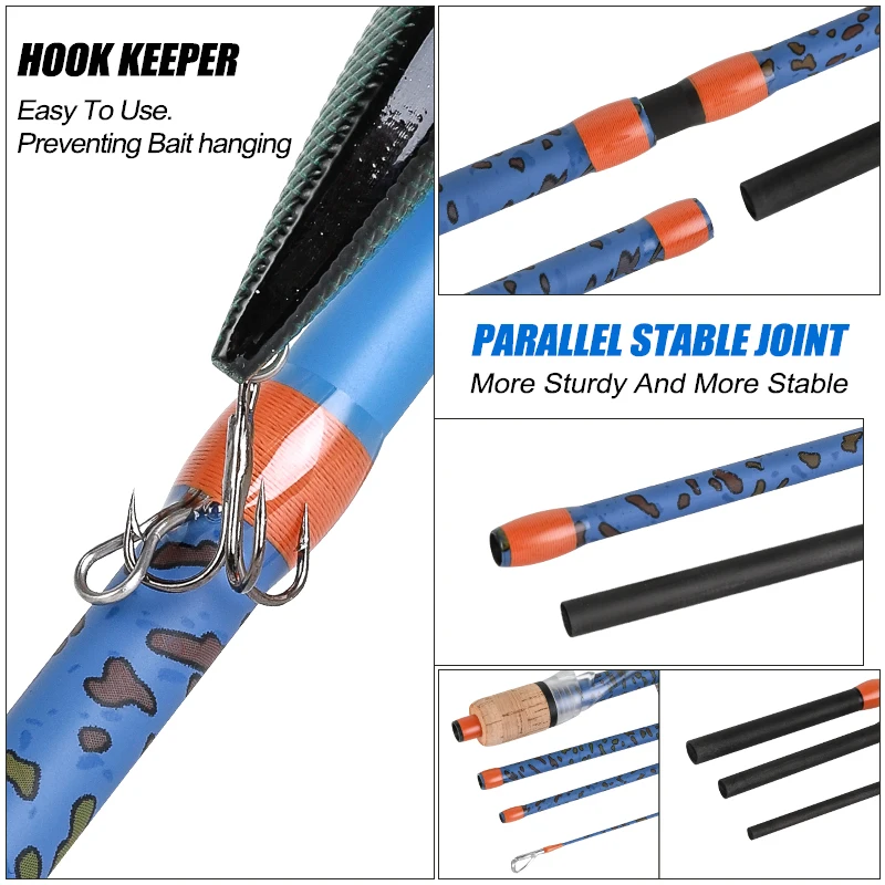 BILLINGS 4 Secties Koolstofvezel Hengel Spinning Casting Hengel 2.1 m Draagbare Reizen Hengel 2-14g Lokken Gewicht - imagen 5