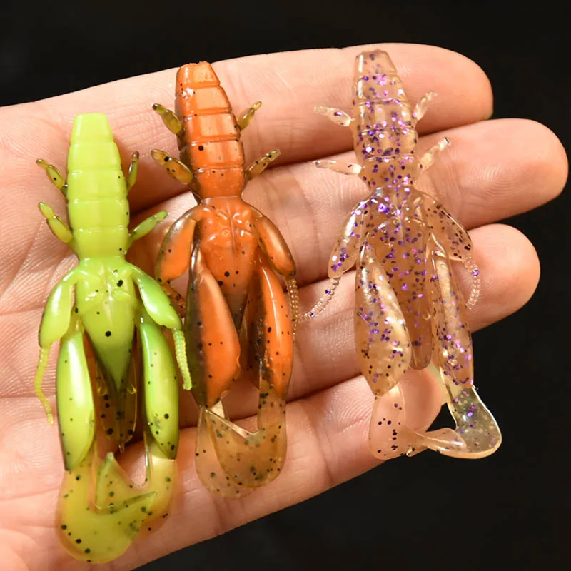 DongLeJian 2,5 pulgadas camarones de guerra 65mm 3,5g 12 Uds camarones suaves Gel de sílice cebo gusano depósito pesca al aire libre PAGEBASS - imagen 5