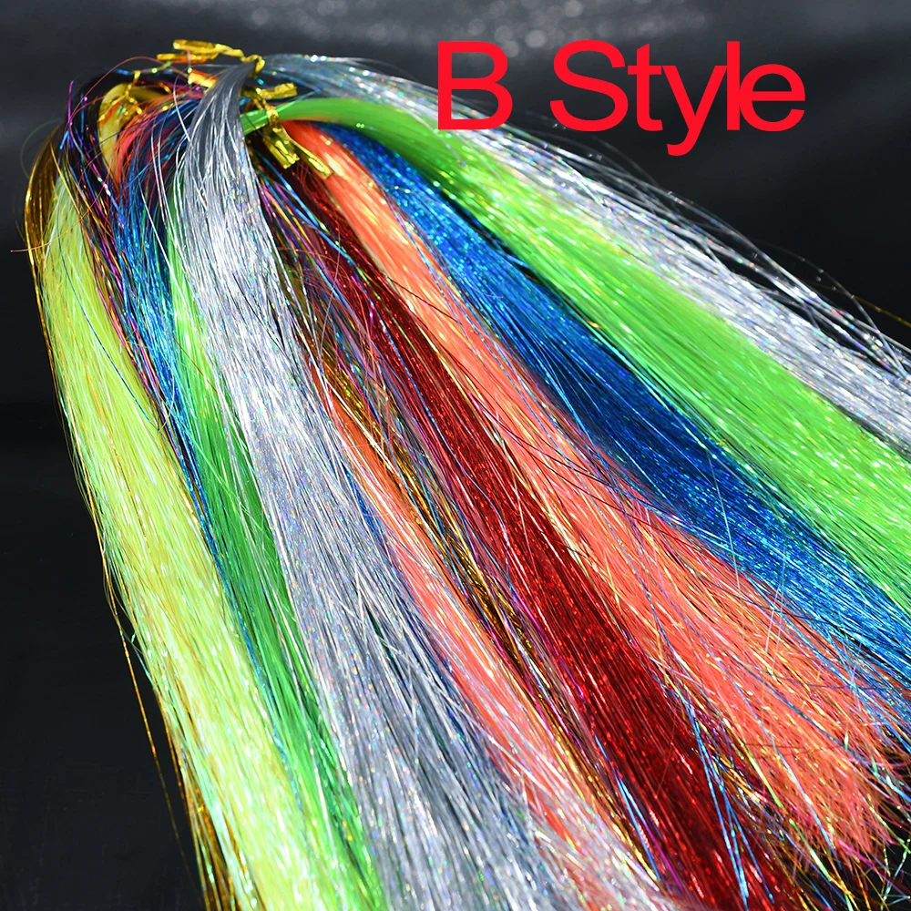 MNFT 5 paquetes de oropel Flash de cristal colorido Flashabou atado de moscas Material cebo fabricación de señuelos - imagen 3