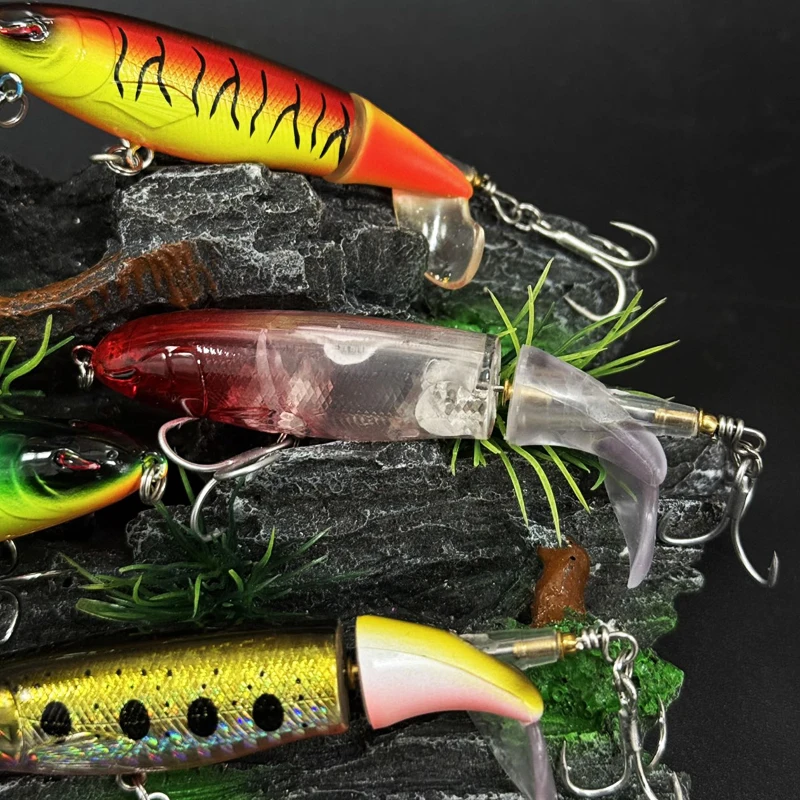 Señuelo de pesca Topwater de 14g y 90mm, cebo Artificial Whopper Popper duro, superficie trasera giratoria suave, Swimbait, suministros de pesca - imagen 4