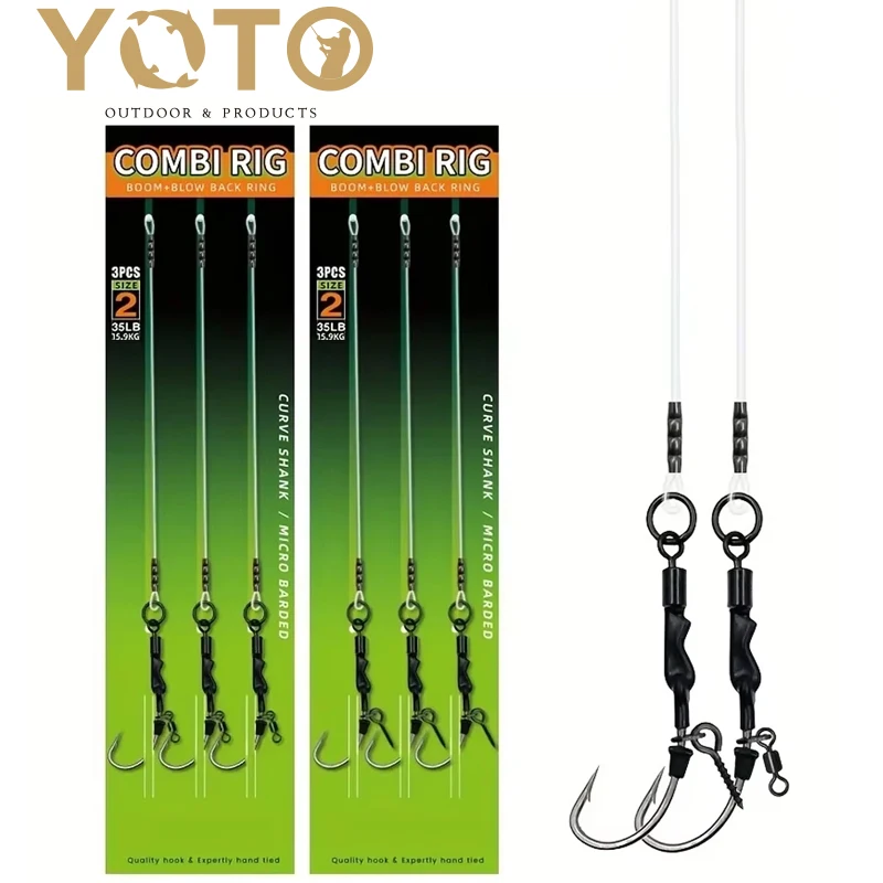 YOTO Montaje feeder para carpa - Hair rig con fluorocarbono duradero